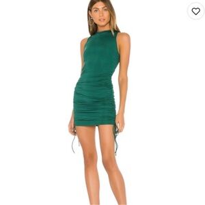 Emerald Green Sleeveless ruched Dress